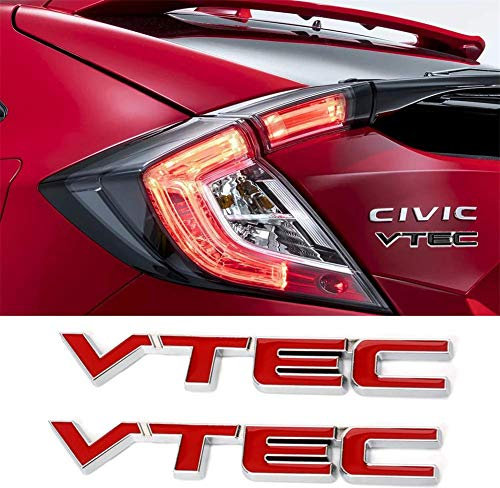 VTEC Emblem Auto-Heck-Trunk Badge Logo-Abziehbild-Aufkleber Für Honda Civic Metal City HR-V CR-Z FCX BRV Treiber Vezel,Rot