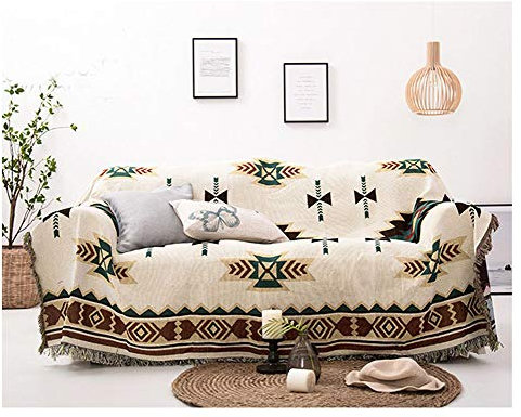 YAOTT Oriental Ethno-Stil Geometrie Ethnisch Zwei Seiten Gestrickte Decke Sofabezug Handtuchüberwurf Decke Teppich Dicker Überwurfdecke Strickdecke für Bett Couch Stuhl 1 90 * 180cm