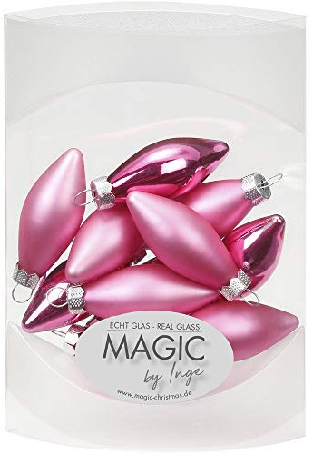Inge-glas Christbaumschmuck Oliven klein | 12 TLG 4,5 cm | Weihnachtskugeln Weihnachtsbaumanhänger Mini Christbaumanhänger (Jelly Pink)