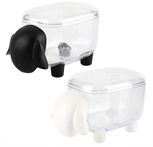 HERCHR Lindo dispensador de Soporte Qtip, Mini Soporte de Bola de algodón Qtips Soporte para hisopos de algodón frascos de boticario con Tapa para esponjas de Maquillaje(Negro)