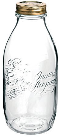 Bormioli Rocco Quattro Stagioni 1000 ml (mit Schraubdeckel ø 56 mm, Saftflasche, 6 Glasflaschen, Flasche für Liköre/Schnaps) 58296, Glas