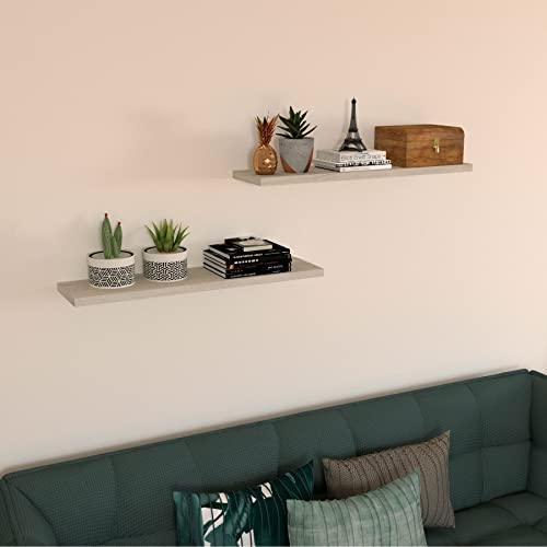 Henor Wandregal FSC® Holzwandregal 80 x 20 x 3 cm. horizontal verstellbar. Vertikal und Neigung. Bis 25 kg. Eiche Stel