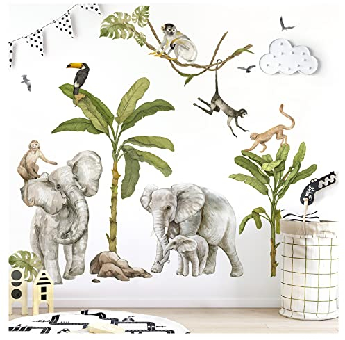 Grandora XXL Wandsticker Set Safari Baum Tiere Wandtattoo für Kinderzimmer DL770-4