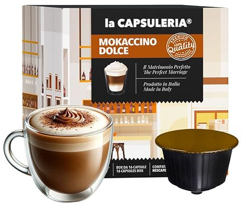 MOCHA (96 Capsules) compatible avec Nescafé Dolce Gusto, Lot de 6 x 16 Capsules (96 portions tot) - la Capsuleria