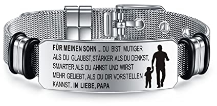 YOTHIWAD An Meinen Sohn Armbänder Inspirierend Armbänder mit Gravur Personalisierte Geschenk von Mama Papa, Geburtstag Abschluss Weihnachts geschenk für Sohn