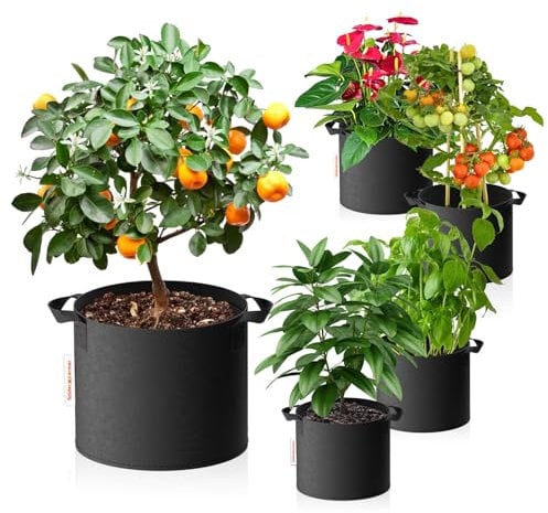 Spider Farmer 11 Gallon 40 L Pflanzsack,Vliesstoff Pflanzentopf mit Griffe Stofftopf für Kartoffeln Tomaten Gemüse und Pflanzen (5 Stück)