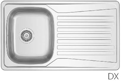 Fregadero empotrado de acero, mod. LS02 cm 86 x 50 cm. 86 goteo derecho