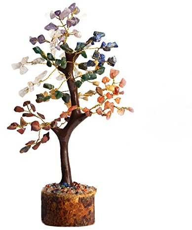 Wonder Care 7 Chakra Kristall Baum des Lebens Heilstein Bonsai Baum Feng Shui Baum für Heimdekoration – 7 Chakra Baum (150 Perlen)