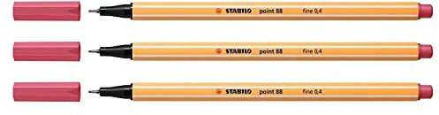STABILO Set of 3 Felt-Tip Pens with Fine Point 88 – 0.4 mm Grenadine Redaa