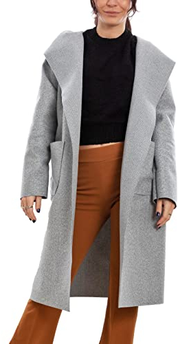Toocool - Cappotto Donna spolverino Cardigan Lungo Cappuccio Giacca VI-1863 [Taglia Unica,Grigio]