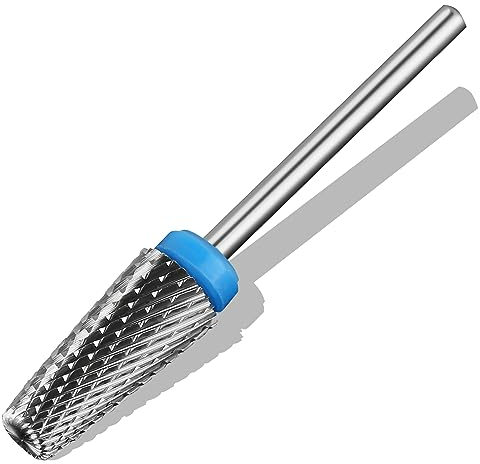 C12rtive Broca de uñas de tungsteno 5 en 1, broca de uñas electrónica de barril cónico para uñas de gel acrílico, eliminación de forma de uñas dual, broca de uñas de 3/32 de diámetro (mediana)