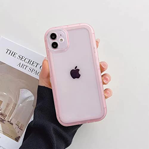 QLTYPRI Compatible with iPhone 11 Case, Shockproof Protective Soft Silicone Phone Case, Lightweight Anti-Scratch Clear Transparent TPU Bumper Phone Cover for iPhone 11 - Pink