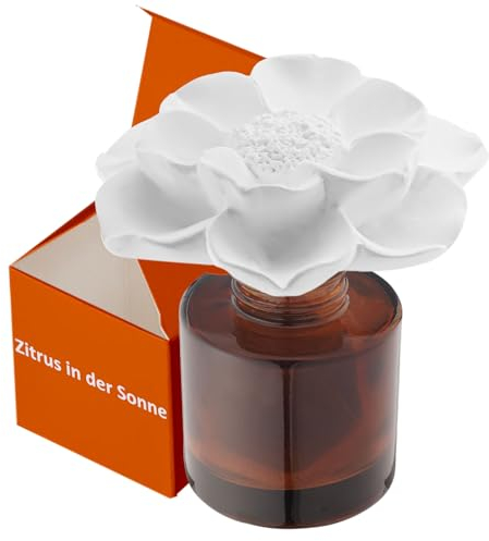 Earffloz ätherisches Öl und Diffusor Geschenkset, Zitrus in der Sonne (1.7 FL.oz|50ml), 60-Tage natürlicher Duftmischung Lufterfrischer Hausgeruch dekorativer Raumduft Gipsblüte Arôme Duftspender