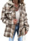 YUTILA Damen Kariert Hemdjacke Langarm Lockere Holzfällerjacke Oversized Kapuze Mit Taschen Knopfleiste