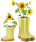 Dibor Set of 2 Flower Pot Planters - Small & Large Wellington Boot Plant Pot Gift Set (Yellow)