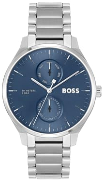 BOSS Multi Zifferblatt Quarz Uhr für Herren Kollektion Tyler mit Silbernes Edelstahlarmband - 1514106
