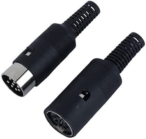 XYWHPGV Paire Noir DIN 8 Broches Femelle + Mâle Adaptateur Prise Audio AV Connecteur(f148b cde81 74178 61297 599d9 2fb78