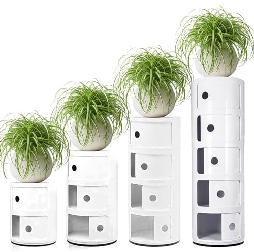 Curvaso 5 Tier Storage Unit Drawer Modern White Bedside Corner Table Kitchen Bathroom Cabinet Furniture for Bedroom Living Room