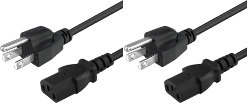 PremiumCord Netzkabel 230V 2m, Stromkabel mit US Stecker auf Kaltgerätebuchse C13, IEC 320, PC Netzkabel 3 Polig, Farbe schwarz (Packung mit 2)
