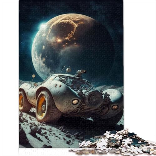 1000 Pieces Jigsaw Puzzles Vintage Car On The moon Puzzles for 100% Recycled Cardboard Sustainable Jigsaw Puzzle for Adults Challenging Game Gifts 1000pcs（26x38cm）