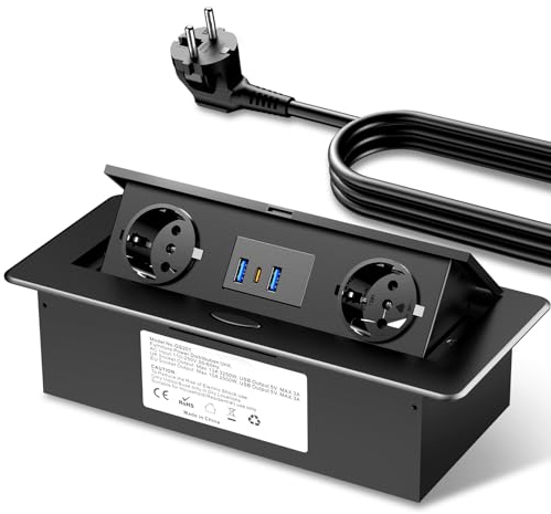 Airmom Prise Electrique Encastrable USB C 20W, Bloc Prise Encastrable avec Port USB et USB C, Multiprise Encastrable Noir