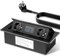 Regleta Enchufes USB C PD 20W, Enchufe Retractil Encimera 2 Enchufes, Regleta Oculto para Escritorio de Oficina, Enchufe con USB Regleta 1.8 Metros Cable, Negro