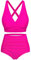 Svanco Costume da Bagno Due Pezzi Donna Top Bikini Incrociato Slip A Vita Alta E Increspato Set Bikini Push Up Donne Costumi da Bagno Rosa S