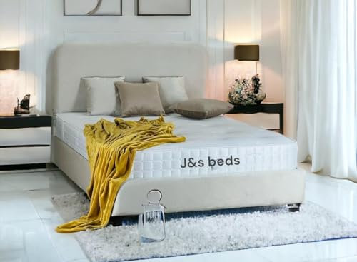 J&S BEDS J&S OFFICIAL ARIZONA 4FT6 5FT 6FT UPHOLSTERED BED FRAME (BLACK PLUSH, SINGLE (3FT))