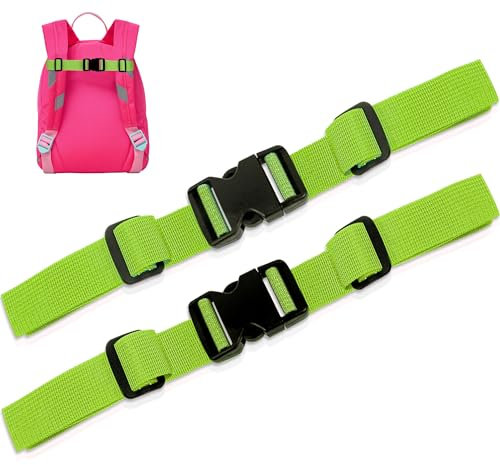 Moorle Verstellbarer Brustgurt Rucksack, 2 Stück Rucksackriemen Nylon mit Schnellverschluss, Rutschfester Gurtband Für Schultasche, Grün Strapazierfähiger Brustgurt Für Joggen Wandern Außerhalb