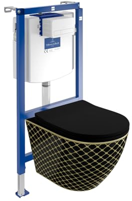 ViConnect H112 Sofi Slim Black Night Élément mural encastré avec panneau de commande + rinçage mural sans bord | Kit complet | Réservoir de chasse encastré | Kit complet | WC complet