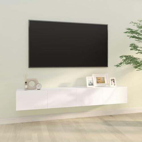 LAPOOH Mueble TV Pared 2 uds Madera contrachapada Blanco 100x30x30 cm, Mueble TV, Mueble Salon Moderno, Mueble para TV, Mueble Comedor, Mesa TV, Mueble Television 804544