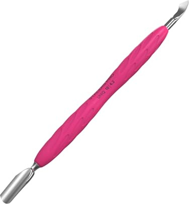 Doppelinstrument für Maniküre mit Silikongriff STALEKS UNIQ PQ-10/4.2 (Schmaler runder Pusher + Schaber gebogen)