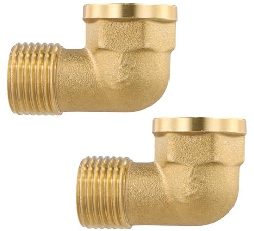 Joyan 2 Stück 90° Messing-Winkel, Innen- x Außengewinde, Bogen Anschlüsse für Wasserleitung (IG Ø 20mm x AG Ø 20mm)