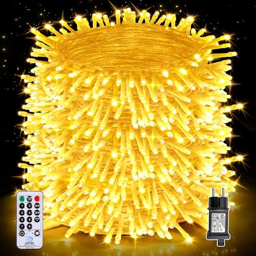 Auriostar Lichterkette Weihnachtsbaum 100M 1000LEDs - Lichterkette Strom Außen Innen mit Fernbedienung Timer, 8 Modi IP44 Wasserdicht Weihnachtsbeleuchtung Außen für Weihnachten Party Hochzeit Deko