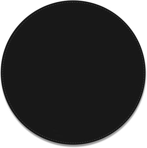 Hsxnam Tapis de Souris en Cuir, Base en Caoutchouc antidérapant, Bords Cousus, Lavable, imperméable, Tapis de Souris Rond pour Bureau, Jeu, PC, Ordinateur Portable, diamètre Rond 22,1 cm, Noir