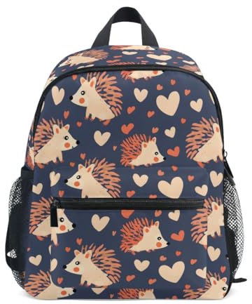 Reiacy Igel und Liebe Kleinkind Rucksack mit Namensschild, Kinderrucksack für Kita, Reisen, Schule, mehrfarbig, S