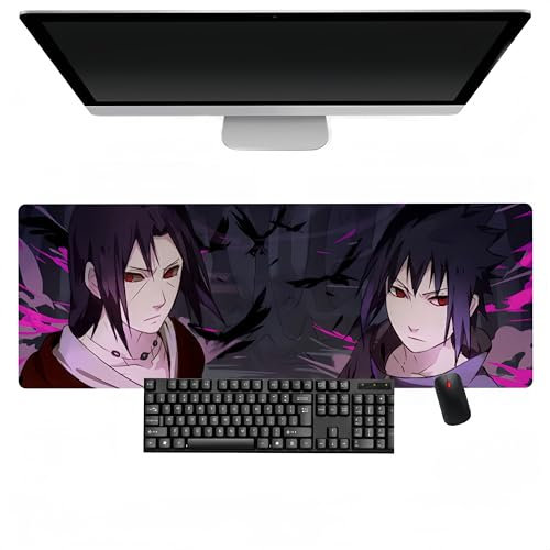 HUTALIM Uchiha Itachi Anime XXL Multifunktions-Gaming-Mauspad, Tastatur-Mauspad, rutschfeste Gummiunterseite, Mauspad für Laptop, Computer, PC (800 x 300 mm)