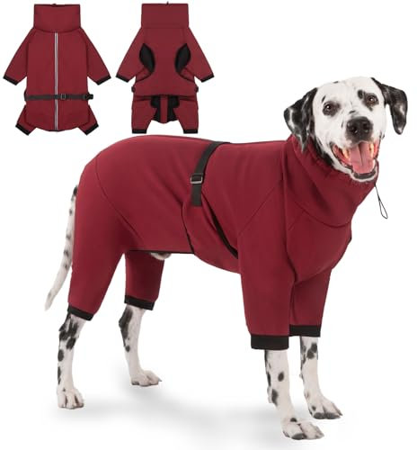 Cyponpy Hundemantel mit Beinen Wintermantel Hund Wasserdicht Warm Hundepullover Fleece Hundejacke Reflektierend Reißverschluss Winterjacke Hund Hunderegenmantel Wasserdicht Kleine Mittelgross Hunde