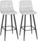 HOMCOM 2er-Set Barhocker, Bistrohocker mit Fußstütze, Barstuhl, Samt-Bezug, Küchenstuhl, Tresenhocker-Set mit Stahlbeinen für Wohnzimmer, Esszimmer, Hellgrau, 42 x 47 x 105 cm