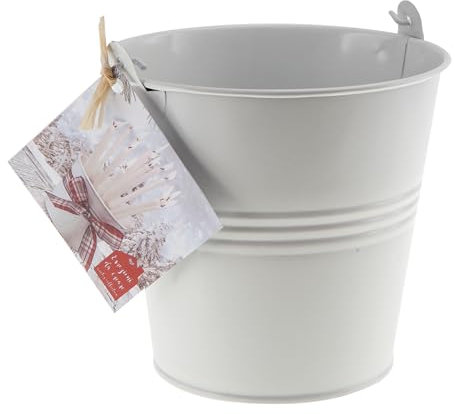 Eimer aus Metall weiß mit Henkel - Durchmesser 13 cm, Höhe 12 cm