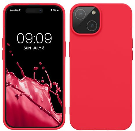 kwmobile Coque Compatible avec iPhone 15 Coque - Housse de Protection Anti-Choc Fine et Souple en Silicone - Rose Fluo