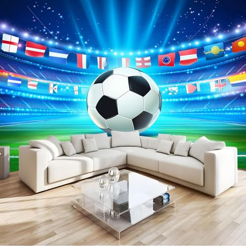 3D Effect Photo Wallpaper Stadium Football Mural Panoramic Wall Tapestry Large Photo Wallpaper Mural 300x210 cm Bedroom Eco-Friendly Wallpaper Decoration