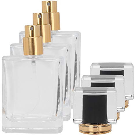 Nurnesy Botella de Perfume Recargable de 50 Ml, Pulverizador de Vidrio, Líquido Transparente, Atomizador Vacío, Atomizador de Perfume de Viaje Vacío Grande Recargable (Negro)