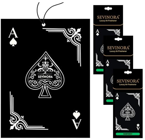 Duftbaum Auto Lufterfrischer – Pik AS Black Jack mit Rainforest Duft – Hochwertiger Duftanhänger schwarz – 3er Pack