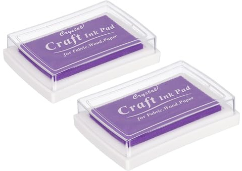 PATIKIL 2 Stück Craft Ink Pads für Stempel Farbe DIY Quadratisch Stoff Lila | Waschbare Fingerabdruck-Tintenstempelkissen, für Gummistempel, Papier, Scrapbooking, Holz