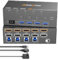 KVM Switch 4 PC 2 Monitore 8K@60Hz/4K@144 Hz Dual Monitore HDMI KVM Switches Mit EDID Funktion kabelgebundener Fernbedienung, Netzteil und USB3.0 Kabel im Lieferumfang enthalte