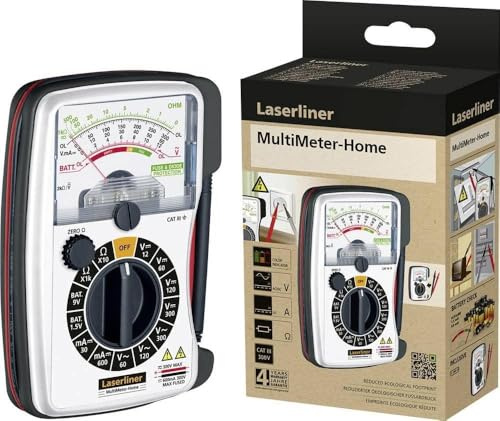 Laserliner Analog Multimeter Home, für Haushalt & Handwerker | AC/DC Spannungsmessung, Strommessung, Widerstandsmessung, Batterietester, Große Skala mit Nullpunkt-Justage