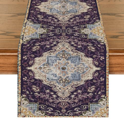 Artoid Mode Boho Bohemia Stil Vintage Lila Tischläufer, Bankett Tisch Küche Esstisch Dekoration Drinnen Urlaub Party Dekor 40x140 cm