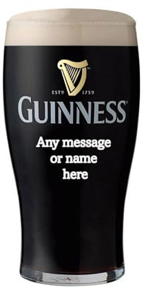 Personalised Guinness Glass Pint Beer Lager Glass Engraved with Any Message or Name | Gift for Birthday, Father's Day, Anniversary Guiness