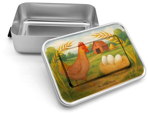 Mr. & Mrs. Panda Lunchbox Huhn Stolz Design - Geschenk, Eier, Henne, Lunchdose, Geburt, Brotdose Metall, Hühner, Vesperbox, Hahn, Hoftiere, Snackbox, Hof